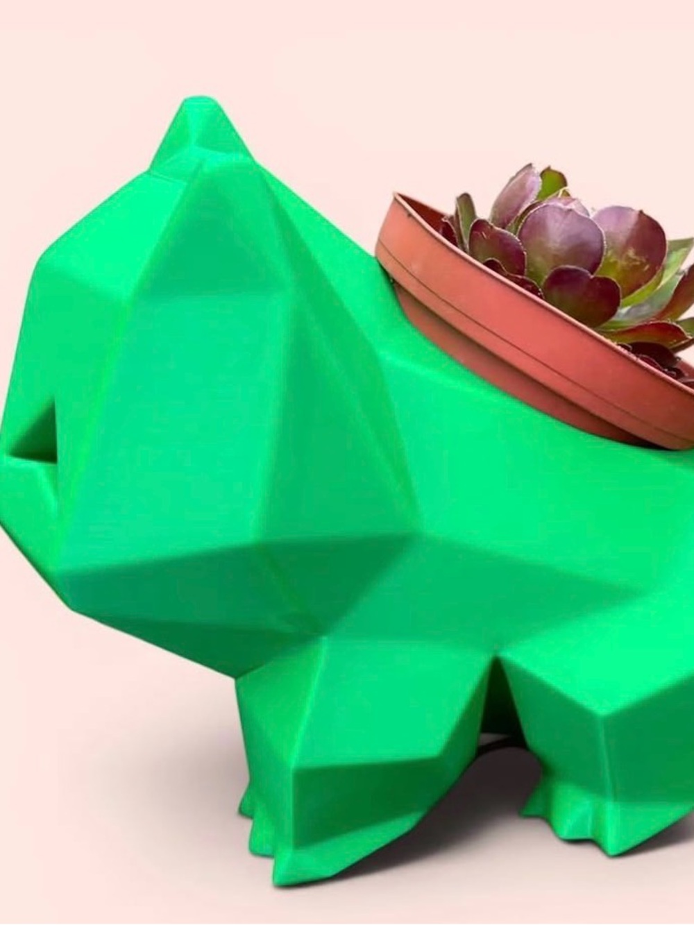 Green Geometric Bulbasaur Planter - Decorative Succulent Pot